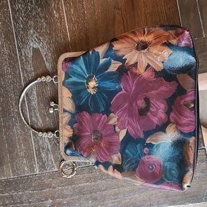 Patricia nash 10th year anniversary handbag. Blues, purples, tans.